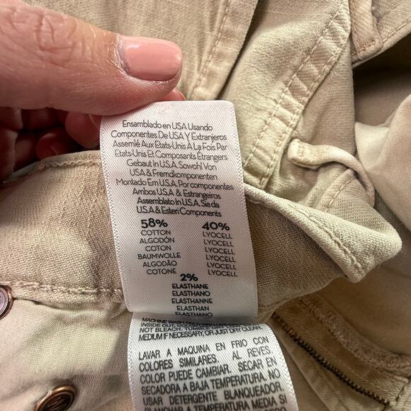 Mother The Insider Ankle Fray Jeans Chalk It Up Tan Crop Raw Hem Size 30 - Picture 13 of 16